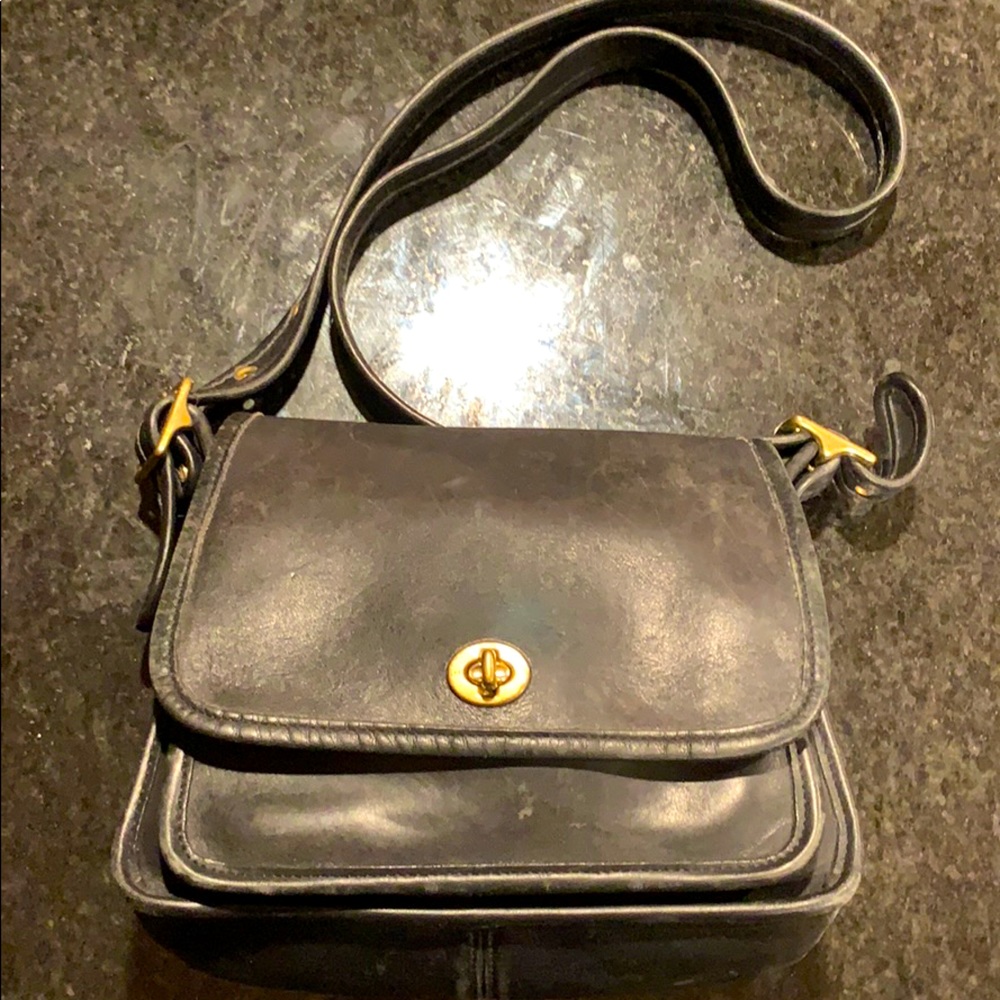 Vintage Black leather Coach purse